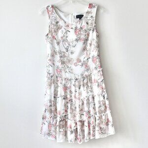 connected apparel Light Pink Floral Ruffle Cute Sleeveless Knee-Length Dress 4P